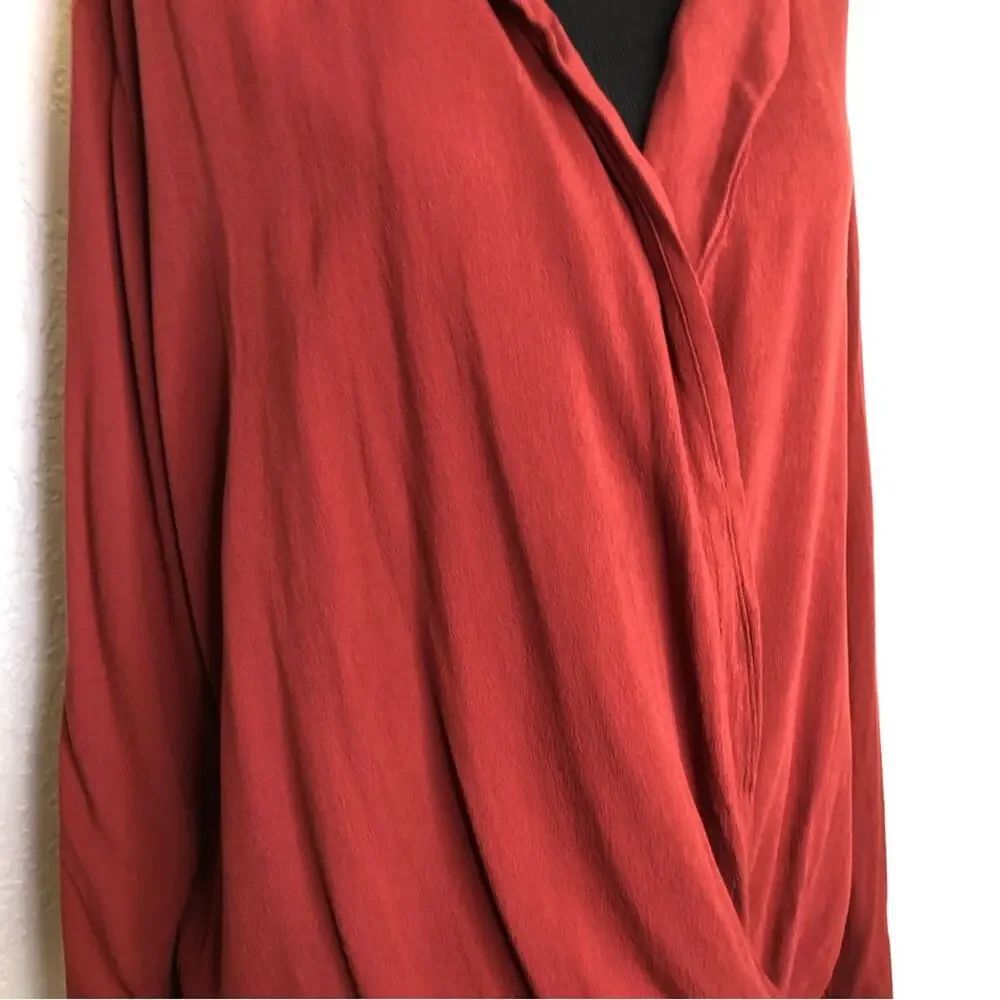 Intimately Free People Elsa rust red plunge wrap lace bottom bodysuit size Large